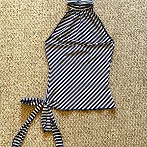 High neck striped top with bow. Size S.